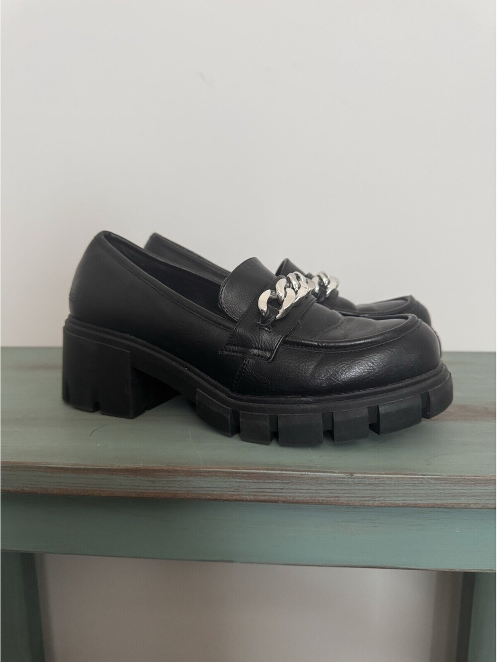 Dirty Laundry Women’s Chunky Platform Loafers Size 9 Black Lug Sole Y2k Grunge